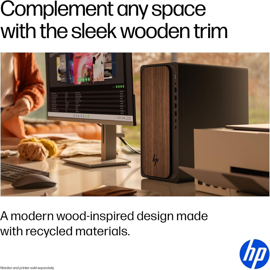 HP OmniDesk Desktop PC, Intel Core Ultra 5 225, 16 GB RAM, 512 GB SSD, Intel Graphics, Windows 11 Home, Microsoft Copilot, Dark Wood, M03-0010 (2025)