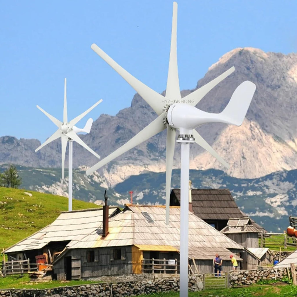 3000W Wind Power Turbine Generator 12V 24V 48V Maglev Generator Horizontal Wind Generator with 6 Blade and Controller for Home,Surveillance,Street Lighting