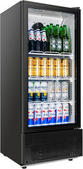 6.5 Cu.Ft Commercial Beverage Refrigerator Glass Door Upright Drink Cooler Display Fridge with Adjustable Shelves and LED Light for Restaurant Bar Store Office