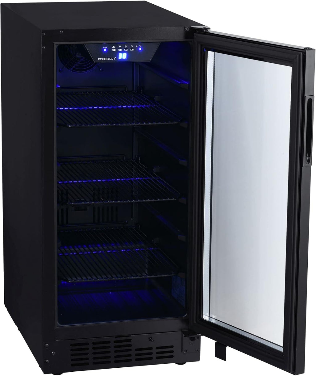 EdgeStar BBR901BL 15 Inch Wide 80 Can Built-In Beverage Center with Slim Design - Black