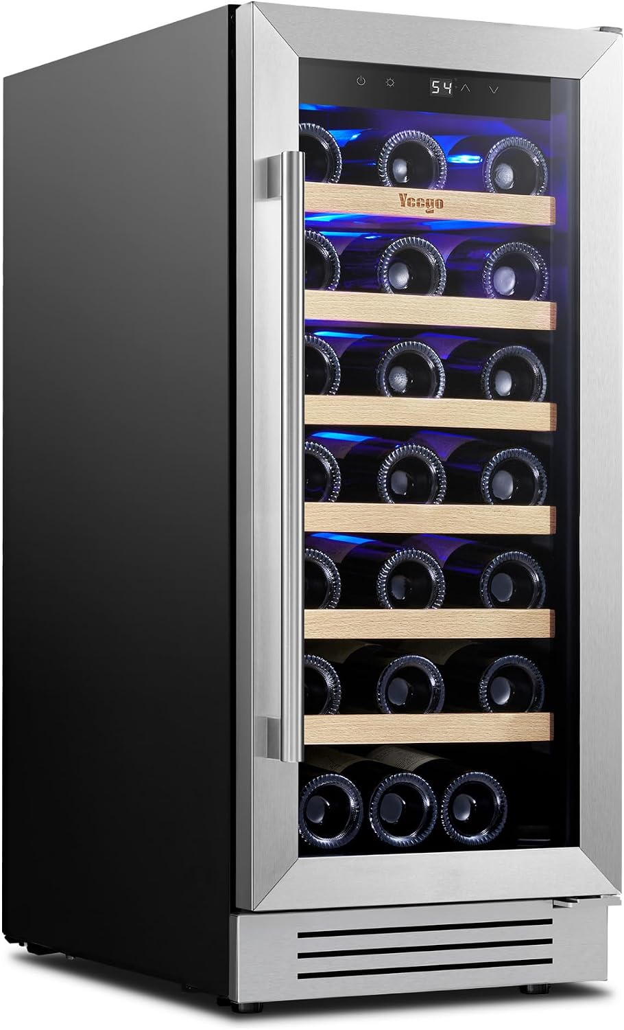 Yeego Wine Fridge Cooler - 15 Inch Wine Fridge Hold 33 Bottles, 40-65°F Wine Refrigerator Glass Door, Built in, Freestanding Under Counter Fridge for Beer Soda Drink Home Bar Office