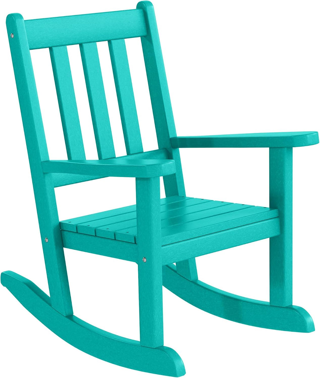 WestinTrends Malibu Outdoor HDPE Plastic Preschool Toddler Rocking Chairs (Set of 2), Turquoise