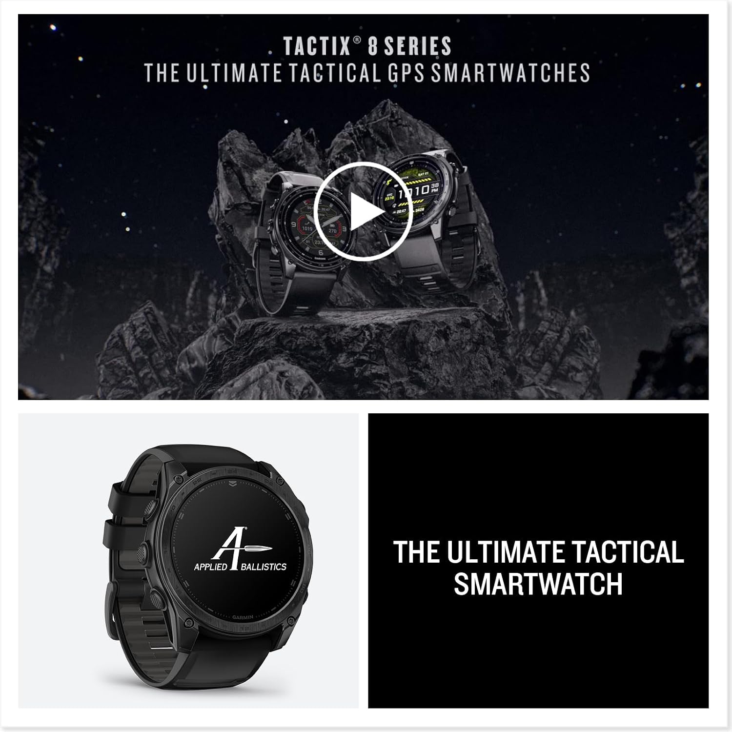 Garmin Tactix 8 51mm AMOLED Display Smart Watch, Built-in Flashlight, 29 Days Battery Life, Premium Tactical GPS Smartwatch, Includes Applied Ballistics Ultralight Solver Bundle with Earbuds and More