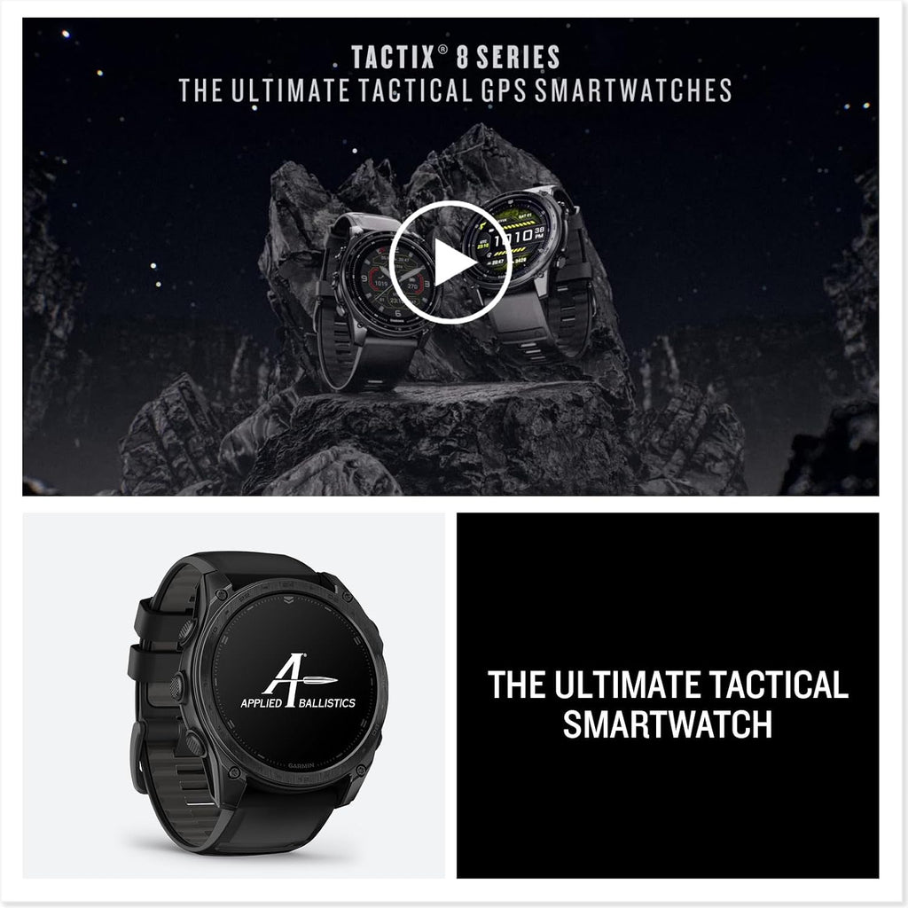 Garmin tactix® 8 47mm, AMOLED Display, Premium Tactical GPS Smartwatch, Includes Applied Ballistics Ultralight™ Solver