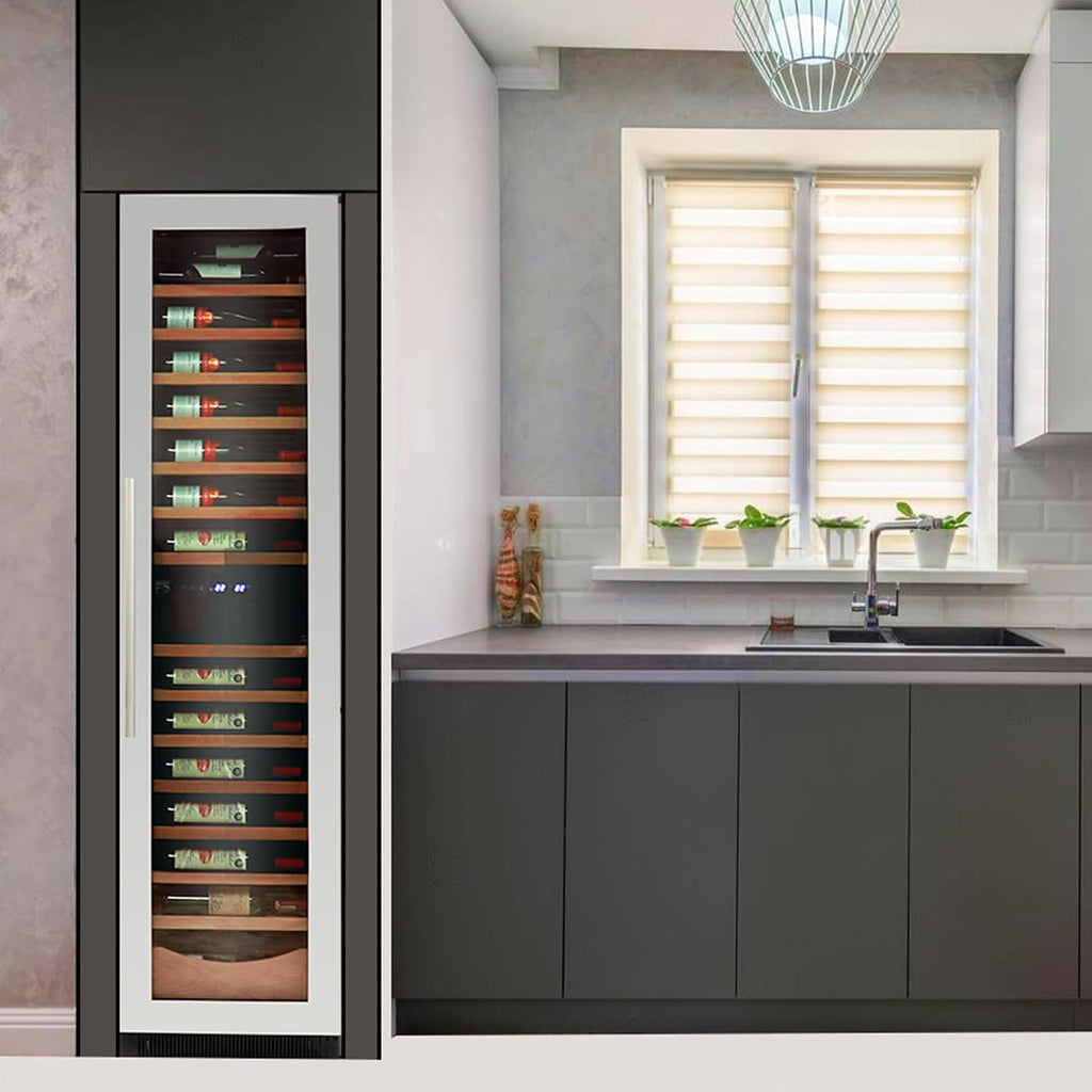 Koolatron Kenmore 111 Bottle Wine Fridge – Freestanding Wine Cooler with Glass Door, 18 In Beverage Can Refrigerator Dual temperature zone, Ideal for Red, White & Sparkling Wine