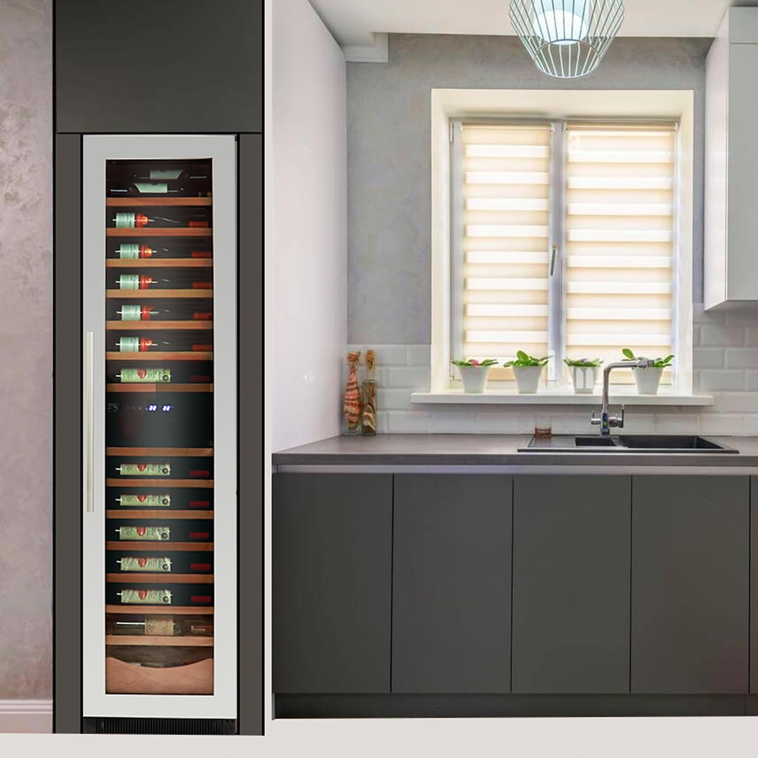 Koolatron Kenmore 111 Bottle Wine Fridge – Freestanding Wine Cooler with Glass Door, 18 In Beverage Can Refrigerator Dual temperature zone, Ideal for Red, White & Sparkling Wine