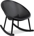2xhome Patio Rocking Chair | Oval Egg Shaped Lounge Rocker | All Weather Plastic | Modern Accent Side Chair for Indoor or Outdoor Use, Black, Single, Set of 1