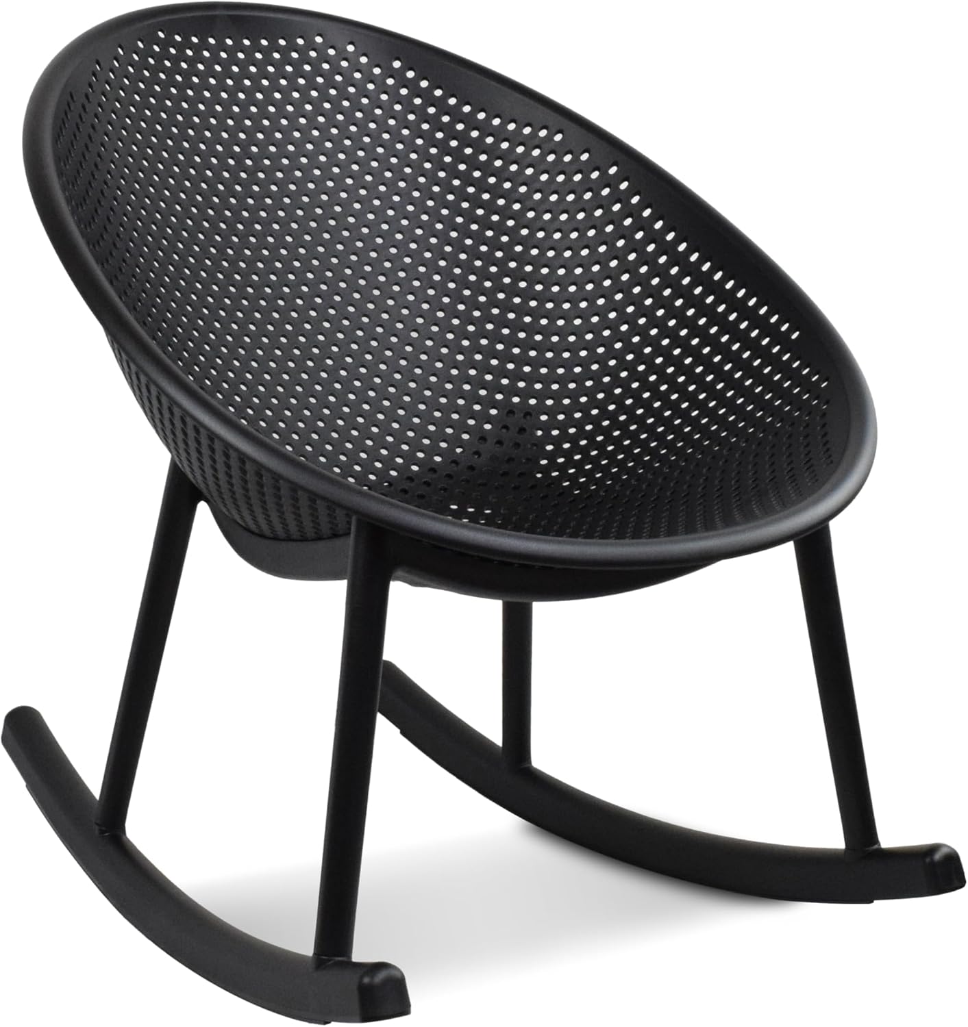 2xhome Patio Rocking Chair | Oval Egg Shaped Lounge Rocker | All Weather Plastic | Modern Accent Side Chair for Indoor or Outdoor Use, Black, Single, Set of 1
