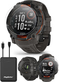 PlayBetter Garmin Instinct 3 Solar 50mm (Black/Charcoal) Rugged Outdoor GPS Smartwatch Bundle - Metal Bezel, Built-in Flashlight, Unlimited Battery Life Portable Charger & HD Screen Protectors