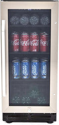 Avanti Beverage Cooler with Glass Door 72 Can Mini Refrigerator with Lock for Beer Soda Water Wine with Digital Temperature Control, 3.1-Cu.Ft., Metallic