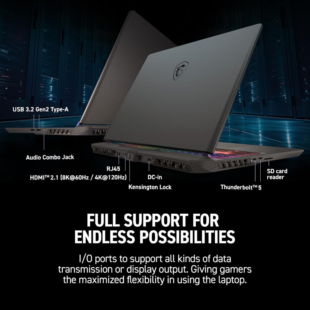 MSI Vector 16 HX AI A2XWIG-034CA 16' QHD+ 240Hz Gaming Laptop, Intel® Core™ Ultra9-275HX, RTX 5080, 32GB DDR5, 1TB NVMe SSD, Windows 11 Home