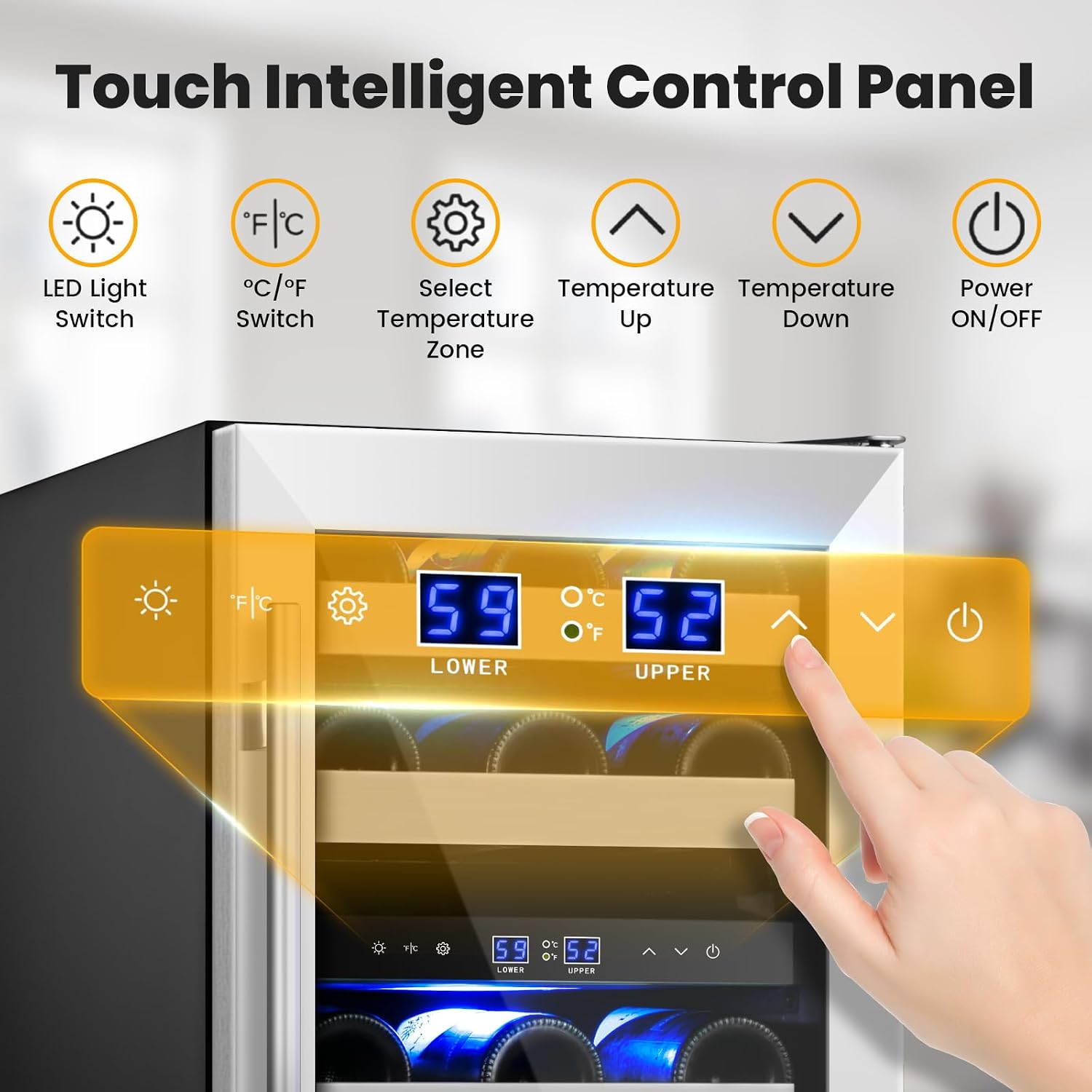Wine Fridge Freestanding,15 Inch Wine Cooler Under Counter,28 Bottle Built-in Dual Zone Wine Refrigerator with Stainless Steel Reversible Door for Home and Kitchen