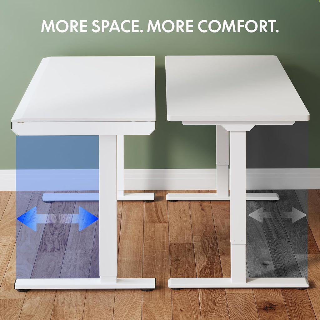 FLEXISPOT One-Piece 48' Standing Desk with Acrylic-Front Drawer, Fast-Assembly Ergonomic Sit-to-Stand Desk with MDF Top, 4 Height Memory Presets Touch-Control, Home Office Computer Workstation, White
