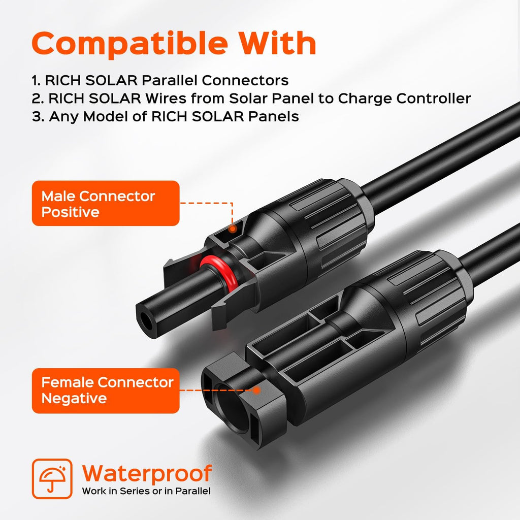 RICH SOLAR Premium 2 Pack of 100 Watt 12 Volt Monocrystalline Solar Panel All Black