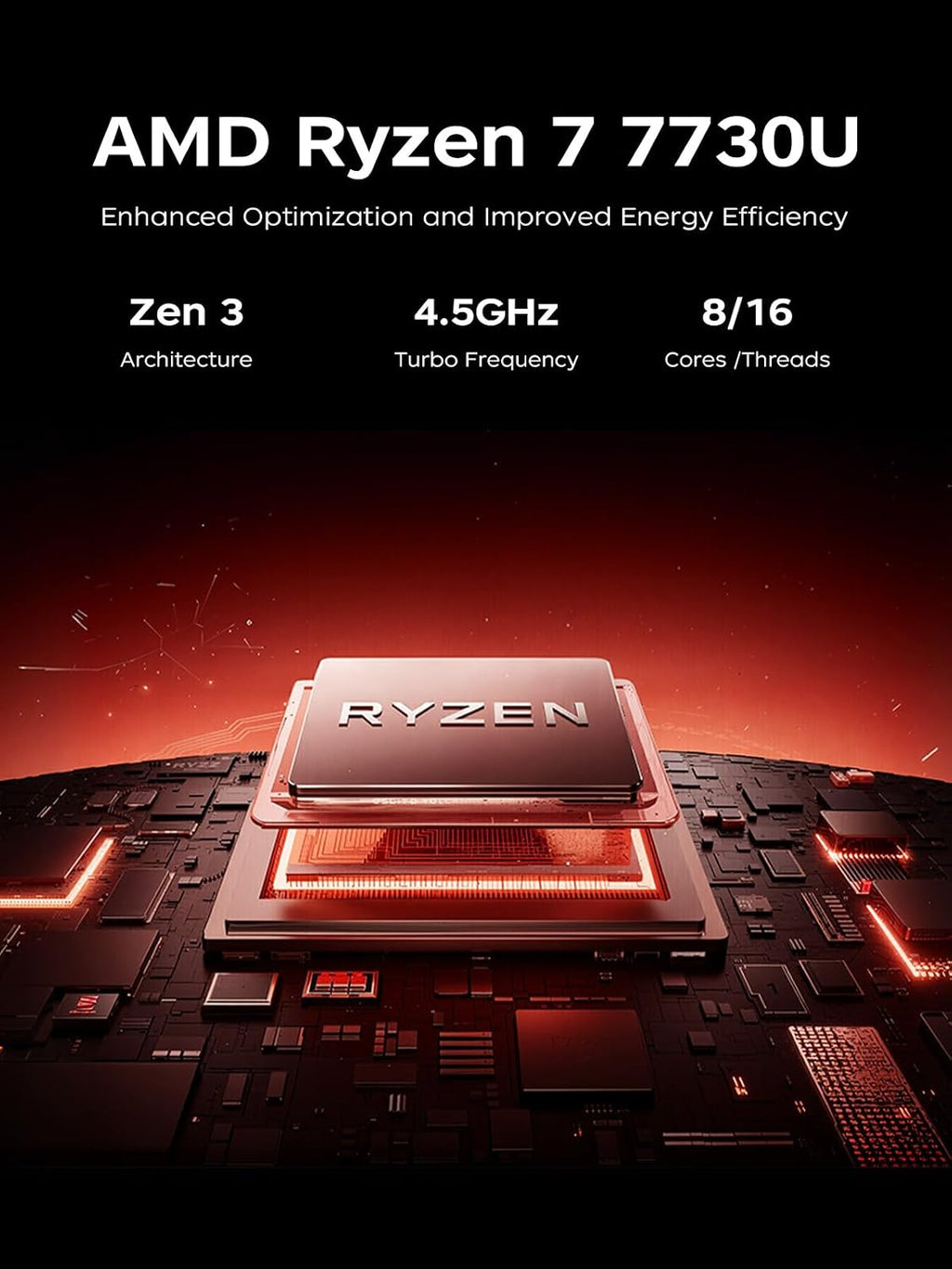 2026 Light Gaming Laptop with AMD Ryzen7 7730U Processor（Up to 4.5GHz,8C/16T),16GB DDR4 RAM 512GB SSD, AMD Radeon Graphics,WiFi 6,15.6 inch IPS Display,Windows 11 Laptop Computer for Video Editing