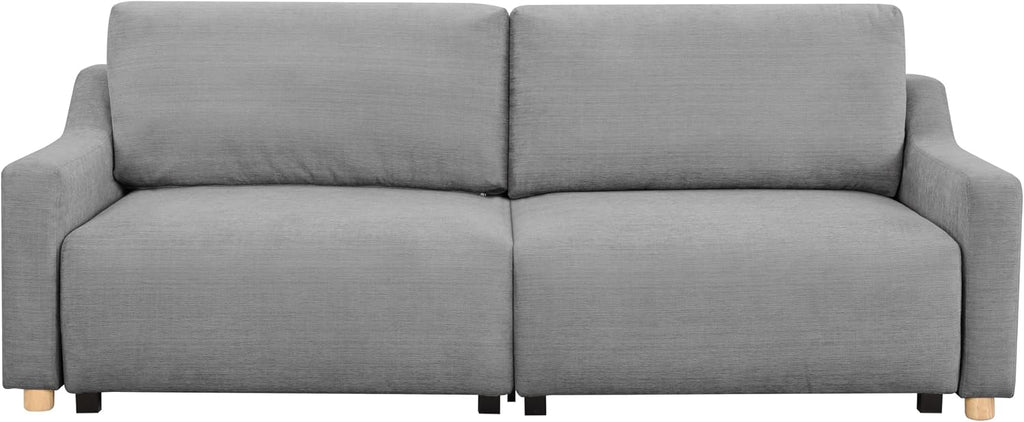 Serta Glendale 90.2' Queen Size Wall-Hugging Convertible Sofa, Dreamcoil Comfort, Chenille Fabric, Grey