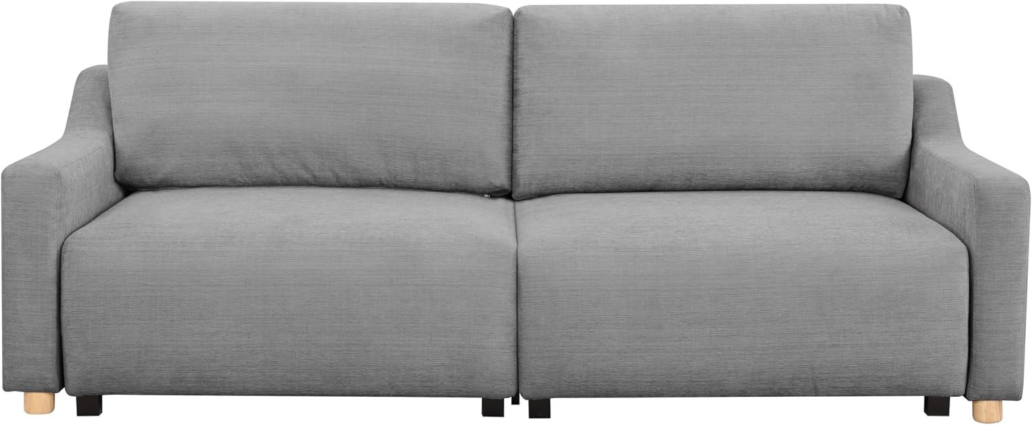 Serta Glendale 90.2' Queen Size Wall-Hugging Convertible Sofa, Dreamcoil Comfort, Chenille Fabric, Grey
