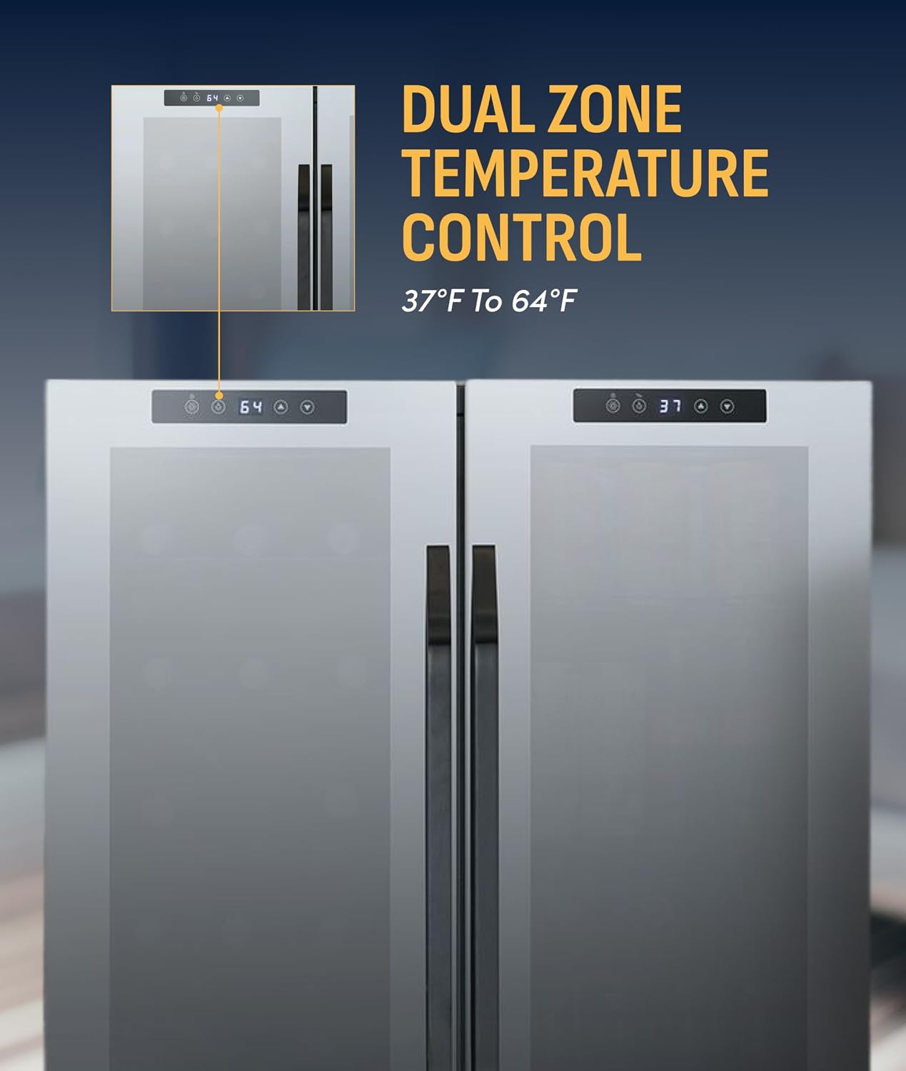 NewAir 27' Dual Zone Beverage Refrigerator & Wine Cooler for 18 Bottles & 59 Cans | Freestanding or Built-In Under Counter Mini Fridge for Beer, Wine and Soda | Black