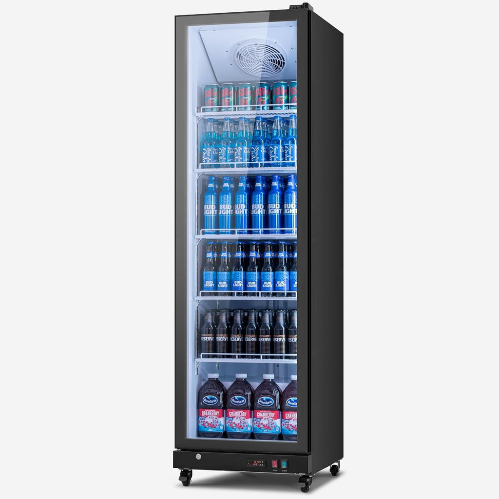 Yeego Commercial Display Beverage Refrigerator - 12.36 Cu.ft Vending Machine with LED Light and Adjustable Shelves, Drink Cooler 32-50°F for Supermarkets Business Grocery Stores Offices Home