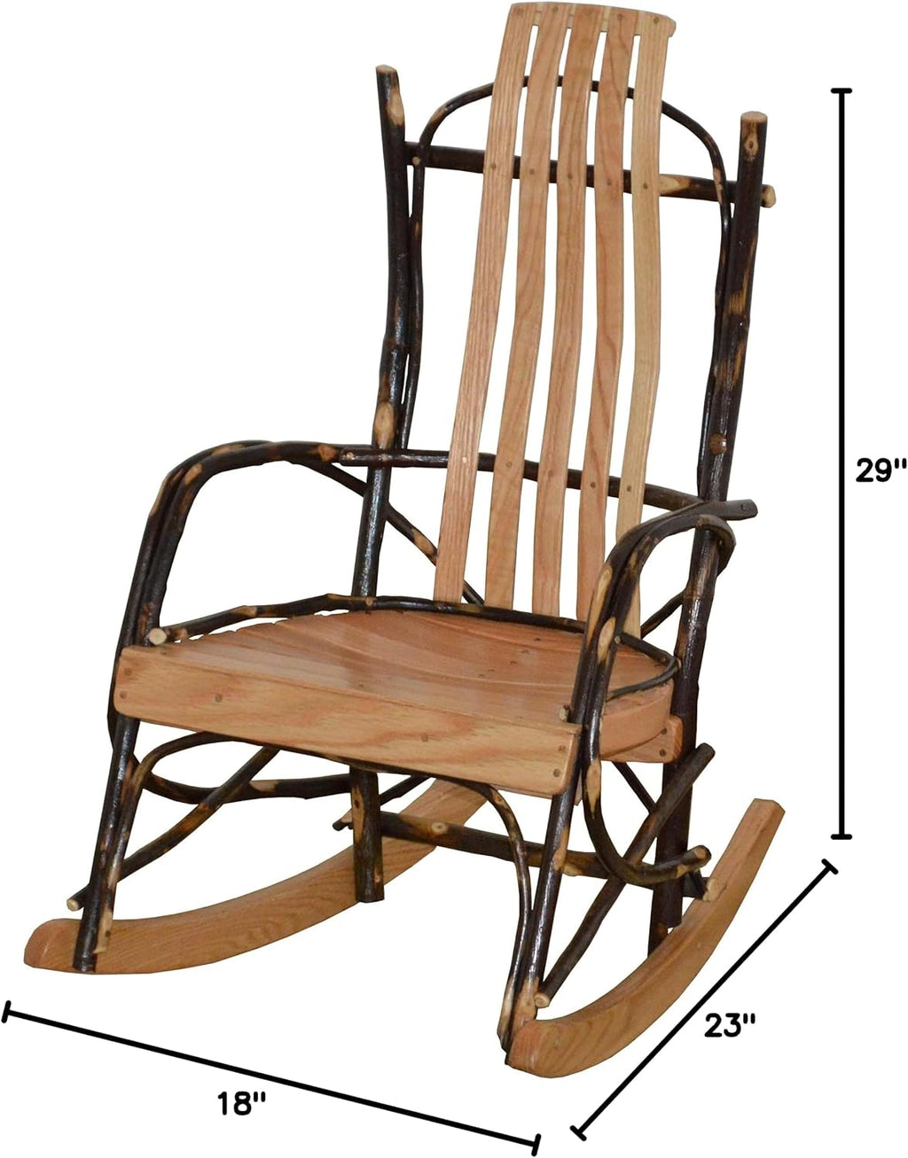 Amish-Made Small Natural-Stained Oak and Hickory Kids Rocking Chair