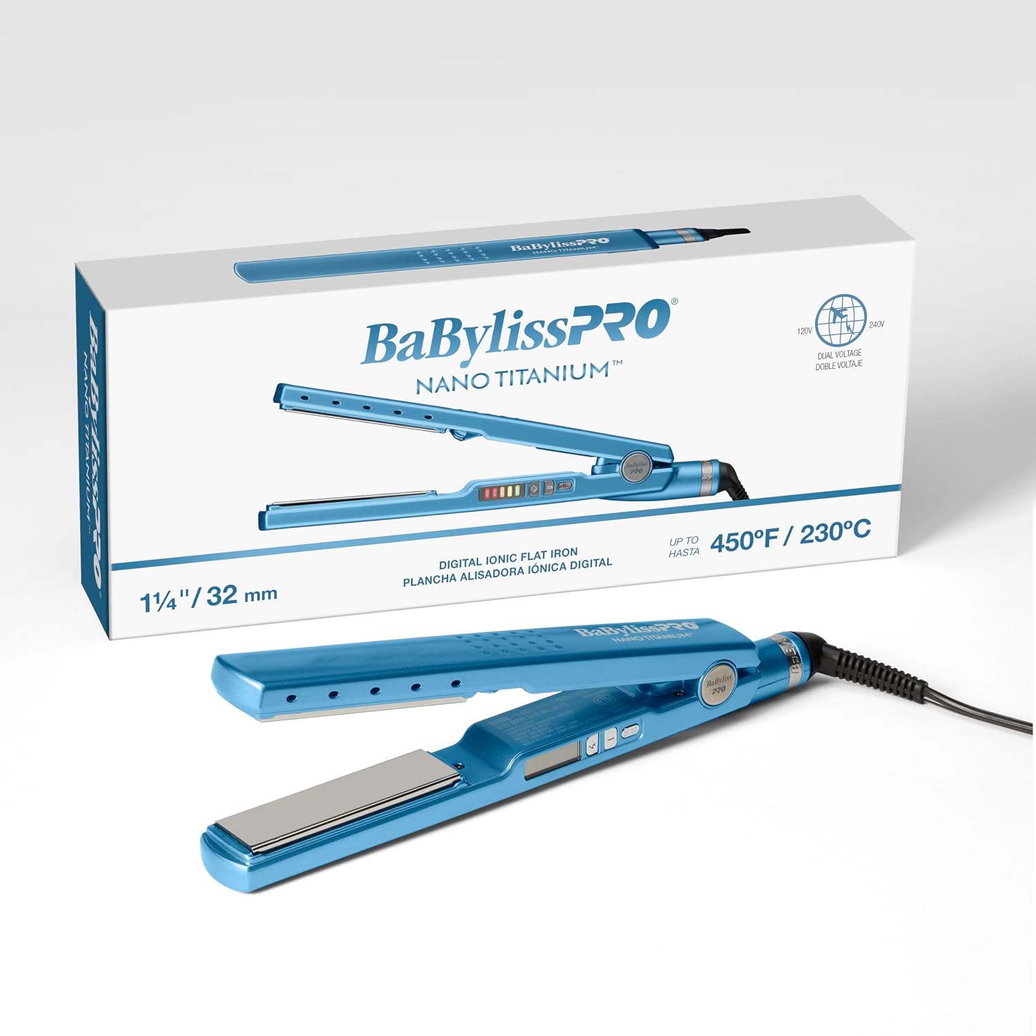 BaBylissPRO 1 1/4' Digital Ionic Flat Iron, Hair Straightener, Shorter Plates