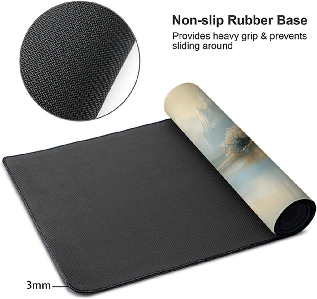 Flower Mouse Pad, Gaming Mouse Pad 60x32in, Desk Mat with Stitched Edges, Large Mousepad Waterproof, Gaming Accessories Keyboard Mat, Office Desk Accessories, for Gamer Computer Office, White 8-9879