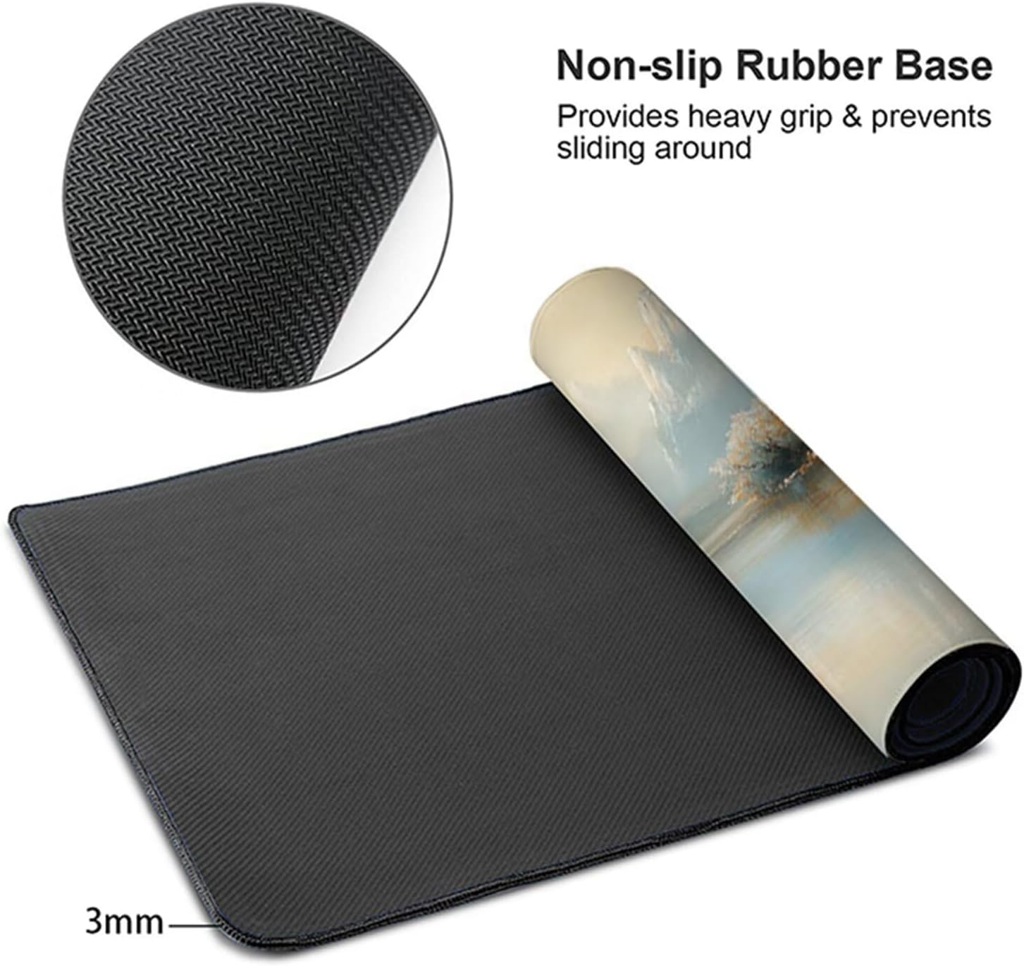 Flower Mouse Pad, Gaming Mouse Pad 60x32in, Desk Mat with Stitched Edges, Large Mousepad Waterproof, Gaming Accessories Keyboard Mat, Office Desk Accessories, for Gamer Computer Office, White 8-9879