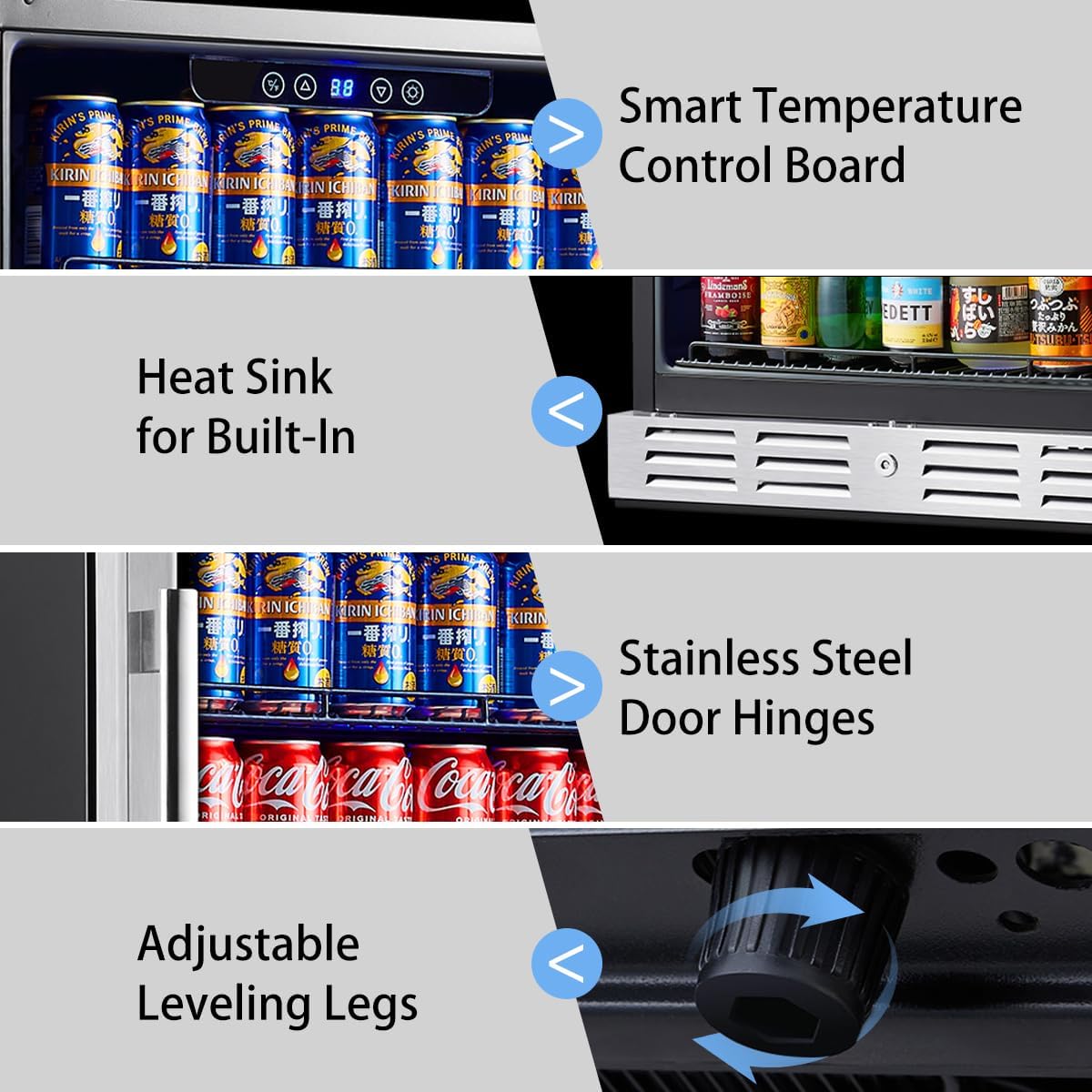 Kalamera 24 inch Beverage Refrigerator - 154 Cans Capacity Beverage Cooler- Fit Perfectly into 24' Space Built in Counter or Freestanding - for Soda, Water, Beer or Wine - For Kitchen, Bar or Office