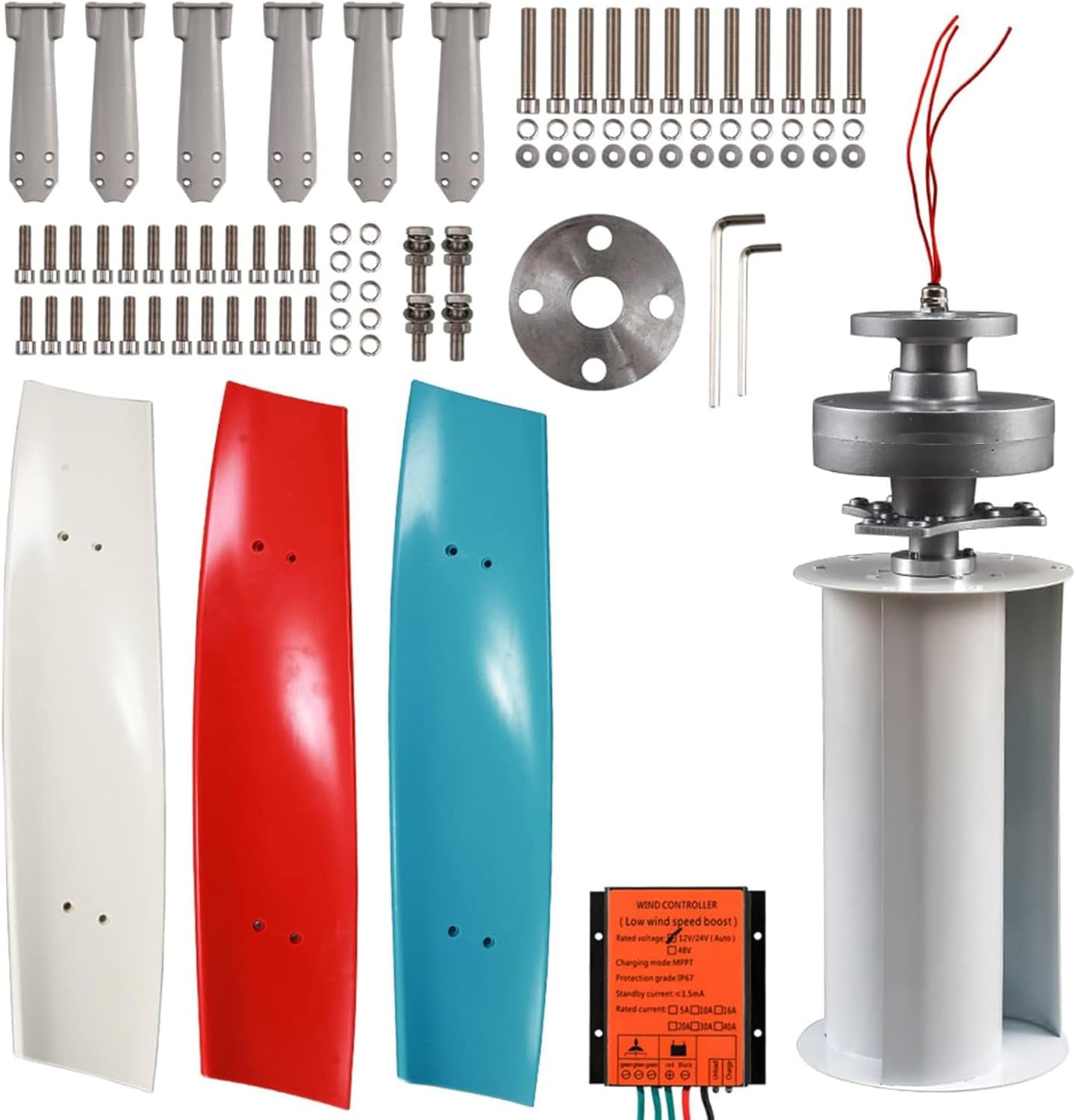 3000W Vertical Axis Wind Turbine Generator with Charge Controller, Wind Vertical Axis Turbine Generator AC Permanent Magnet Generator Wind Turbine Kit for Home Boat Marine Monitoring,12V