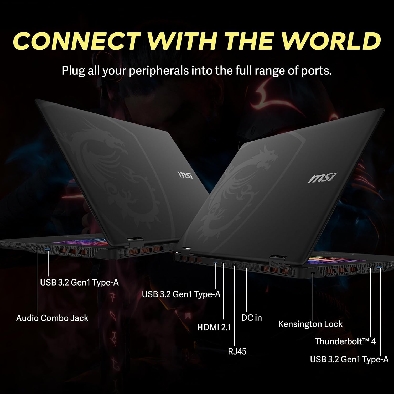 MSI Crosshair 18 HX AI 18' QHD+ 240Hz Gaming Laptop, Intel Ultra 9 275HX, NVIDIA RTX 5070 8GB GDDR7, 64GB DDR5, 5TB Storage (4TB SSD+1TB Docking Station), RGB Backlit Keyboard, Wi-Fi 6E, Win 11, Black