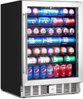 GarveeHome 24 in Beverage Refrigerator, 5.1 Cu.Ft Beverage Fridge, 166 Cans Capacity Drink Fridge with 36～60°F Adjustable Digital Temperature Control Compressor and Safety Lock