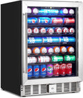 GarveeHome 24 in Beverage Refrigerator, 5.1 Cu.Ft Beverage Fridge, 166 Cans Capacity Drink Fridge with 36～60°F Adjustable Digital Temperature Control Compressor and Safety Lock