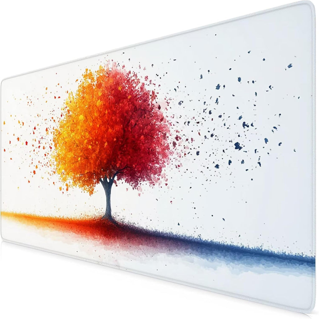 Mouse Pad White Desk Mat Large 1600X800X3mm XXL Waterproof Mousepad with Stitched Edges and Non-Slip Base, Extended Gaming Mouse Pad Tree Keyboard Pad Desk Accessories for Women, Office Decor F1-131