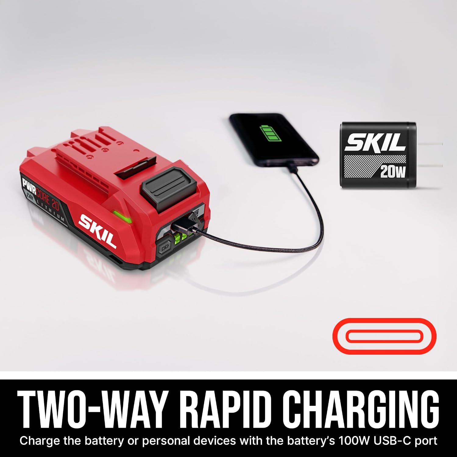 SKIL PWR CORE 20 Brushless 20V Flip Drill Driver Kit with Double Collect Flip Head, Torque Settings & Magnetic On-board Storage, Includes 2.0 Ah USB-C Battery and Charger - DL6300D-12