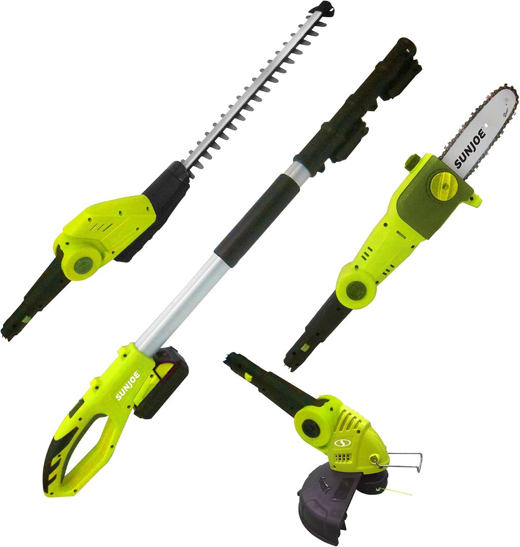 Sun Joe Cordless Lawn Care System, Grass & Hedge Trimmer Combo Power Tool Kit with 8' Pole Saw, Batteries & Charger - Heavy-Duty Trimming Machine Set for Lawn, Yard & Gardening Care, IONMAX GTS4002C