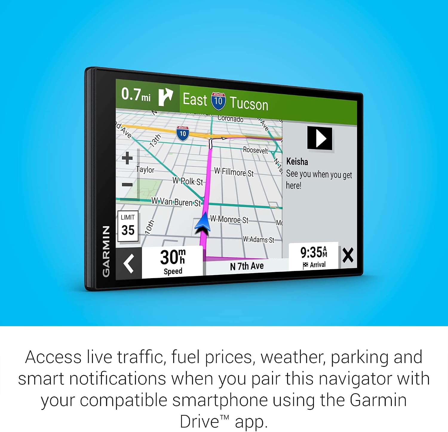 Garmin DriveSmart 76, 7-inch Car GPS Navigator with Bright, Crisp High-Resolution Maps and Garmin Voice Assist (Renewed)