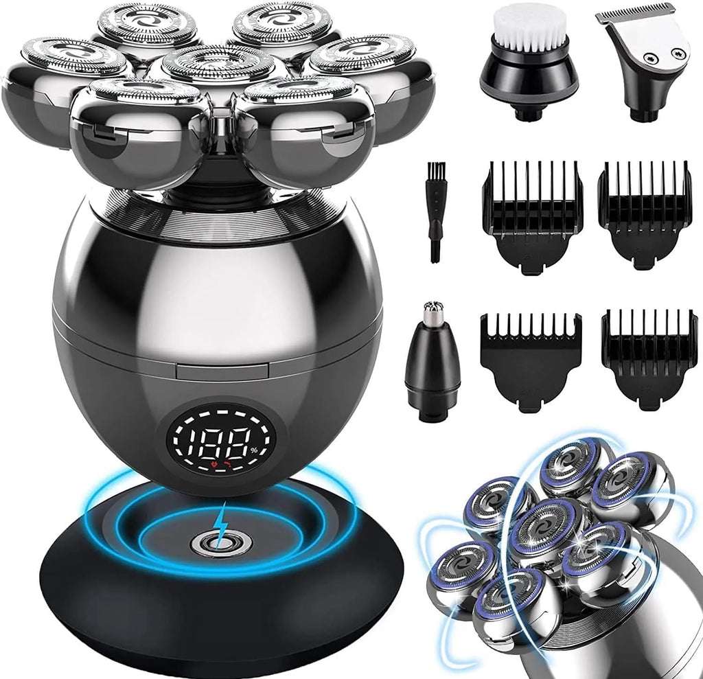Electric Razor for Men, Electric Shaver 7D Floating Cutter Head Base Charging Portable Men Beard Trimmer Clipper Skull Shaver Waterproof Shaving
