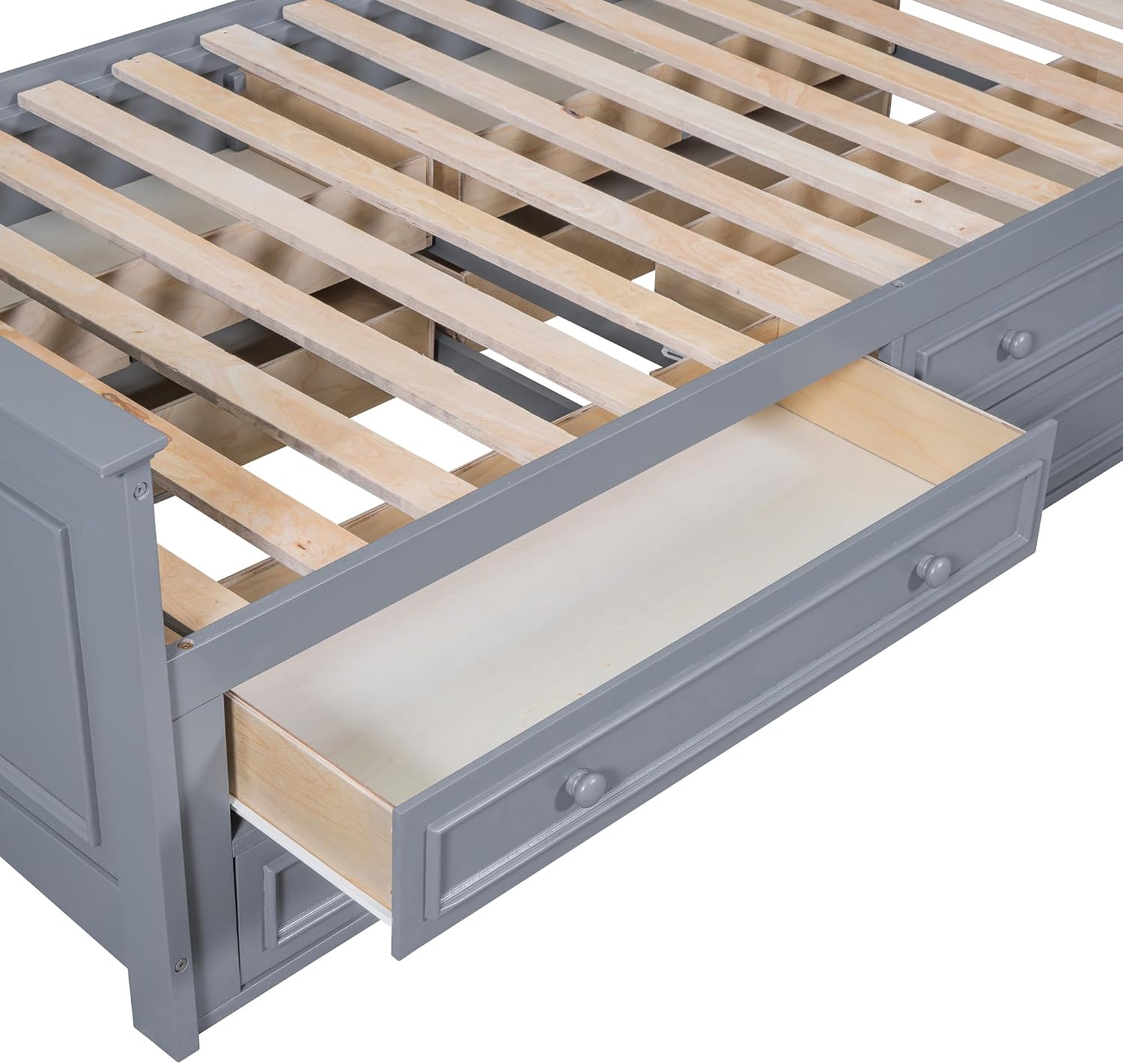 DNYN Twin Size Platform Bed with Storage Drawers(4+6) & Cabinet Headboard for Kids Bedroom,Solid Wood Bedframe w/Wood Slat Support,Super Save Space & No Box Spring Needed, Gray