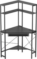 Corner Desk with Hutch and LED Lights, Corner Computer Desk with Keyboard Tray and Monitor Stand, Small Computer Desk for Small Spaces, Home Office（Carbon Black）