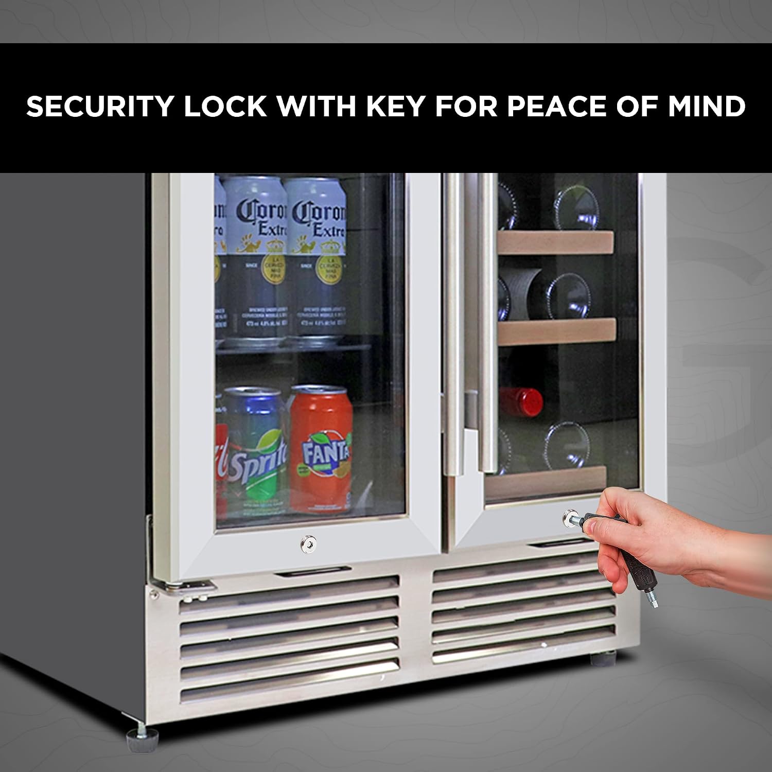 Koolatron 18 Bottle 56 Can Wine Fridge – Wine Cooler with Glass Door, 150 L Beverage Can Refrigerator, Digital Temperature Control/Dual temperature zone, Ideal for White,Red & Sparkling Wine