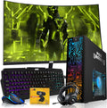 HP Black Desktop Computer PC–Intel Core i5,16GB ARGB RAM,512GB SSD,GT-1030 Graphic Card,27 Inch Curved Monitor,RGB KBM with AI Copilot Key,RGB Headphone,Webcam,Windows 11 (Renewed