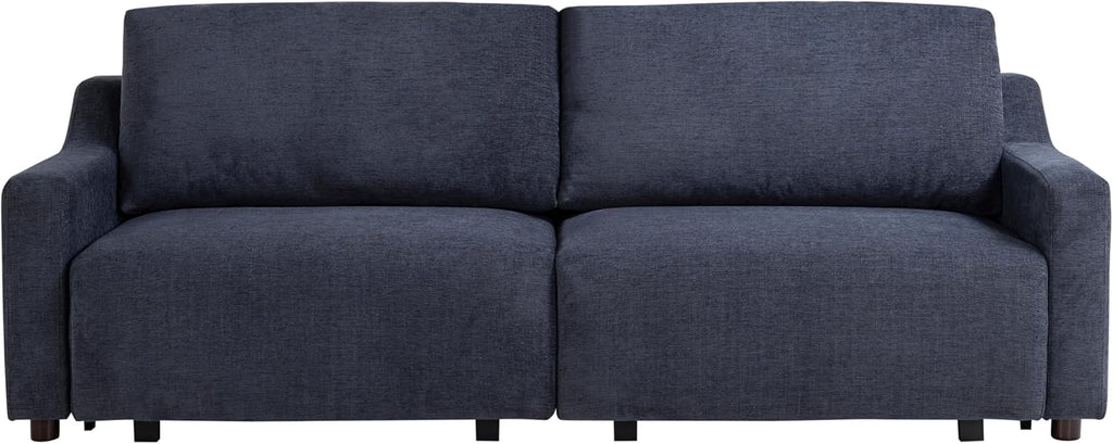 Serta Glendale 90.2' Queen Size Wall-Hugging Convertible Sofa, Dreamcoil Comfort, Chenille Fabric, Navy