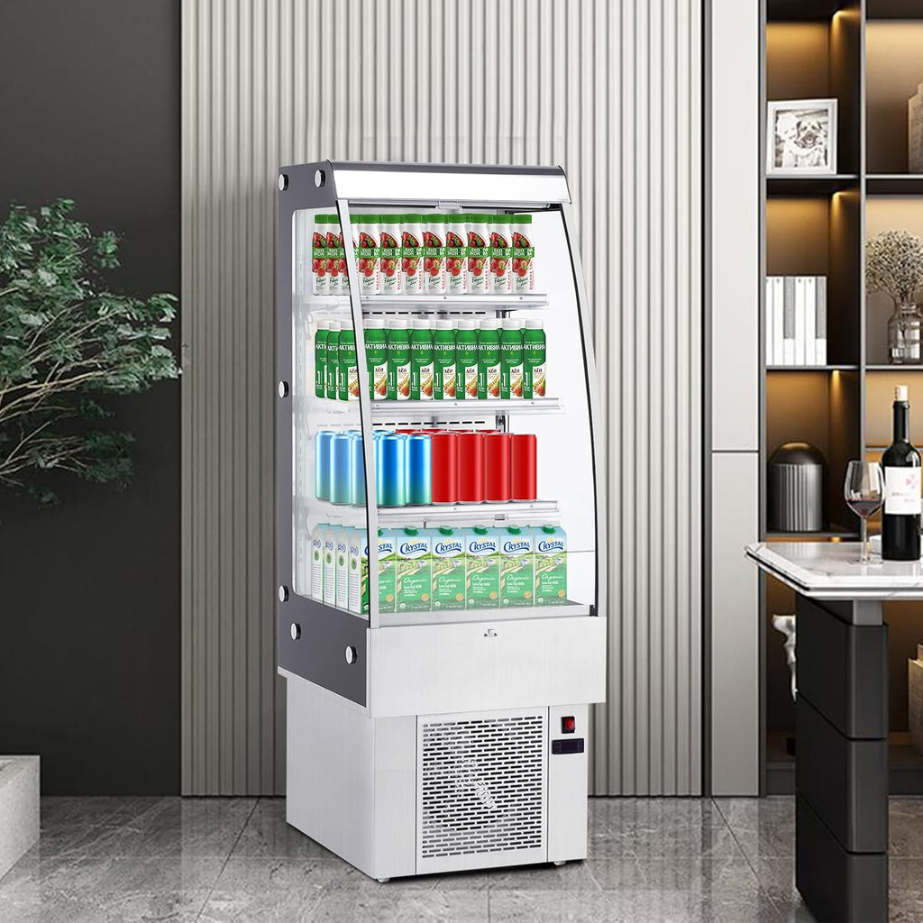 IDEALHOUSE 8.8 Cu.Ft Countertop Commercial Refrigerator Display，Glass Door Cake Fridge，LED Lighting,Adjustable Shelves，White Pastry Cooler
