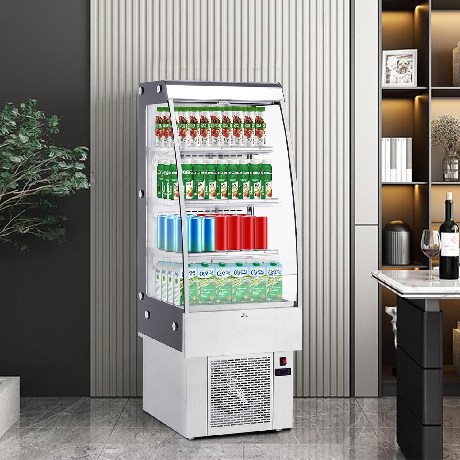 IDEALHOUSE 8.8 Cu.Ft Countertop Commercial Refrigerator Display，Glass Door Cake Fridge，LED Lighting,Adjustable Shelves，White Pastry Cooler