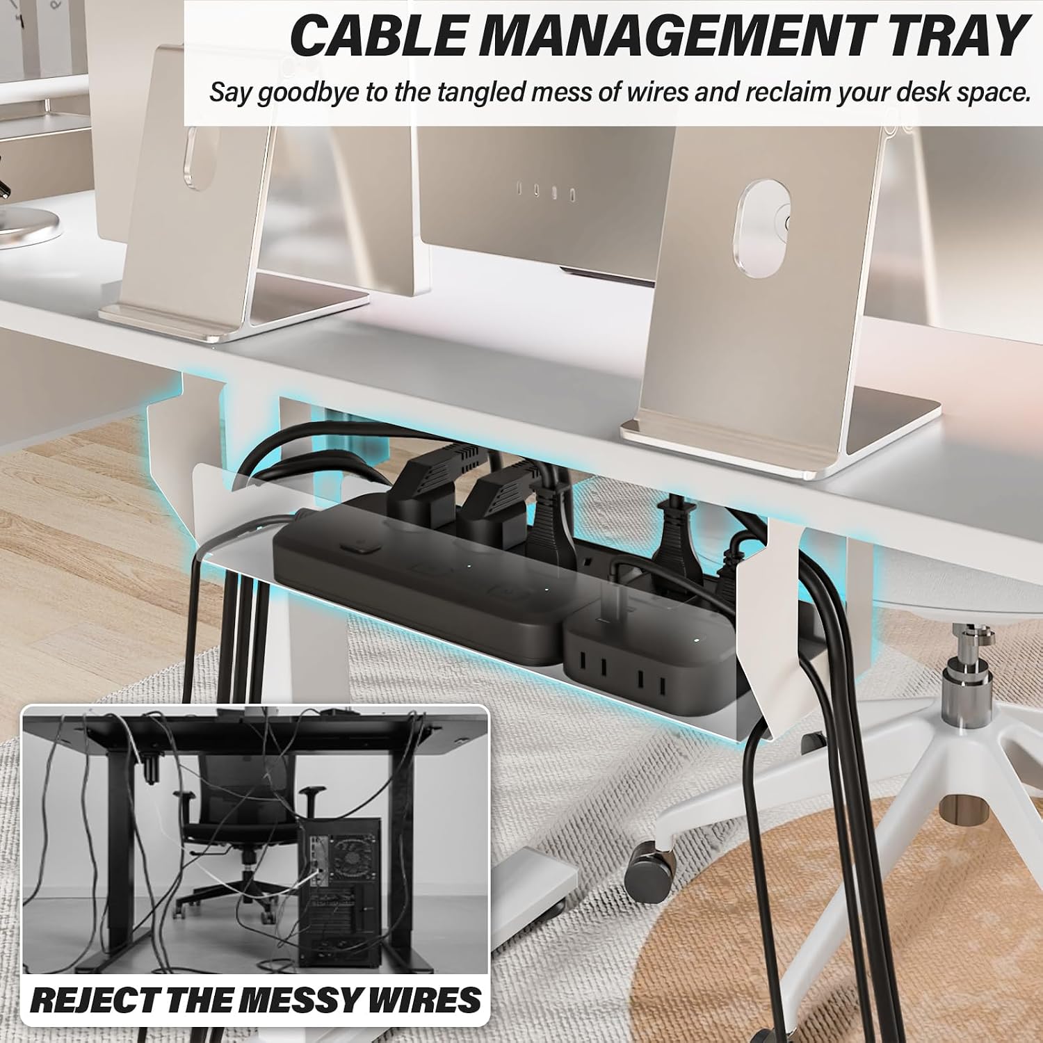 Kingant Standing Desk Height Adjustable Small Electric Stand Up Desks [32 x 24 Inch] - Ergonomic Sit Stand Desk Rising Desks for Home Office Computer Desk Stand Desk Workstation with Cable Management
