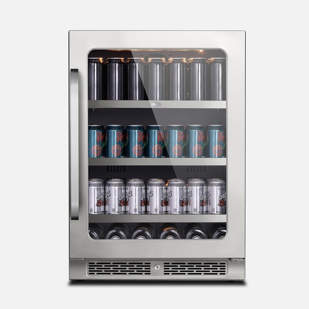Whynter BSR-140SB 24 inch Built-ln 140 Cans Undercounter Stainless Steel Beverage Fridge with Reversible Door, Digital Control, Lock, and Carbon Filter