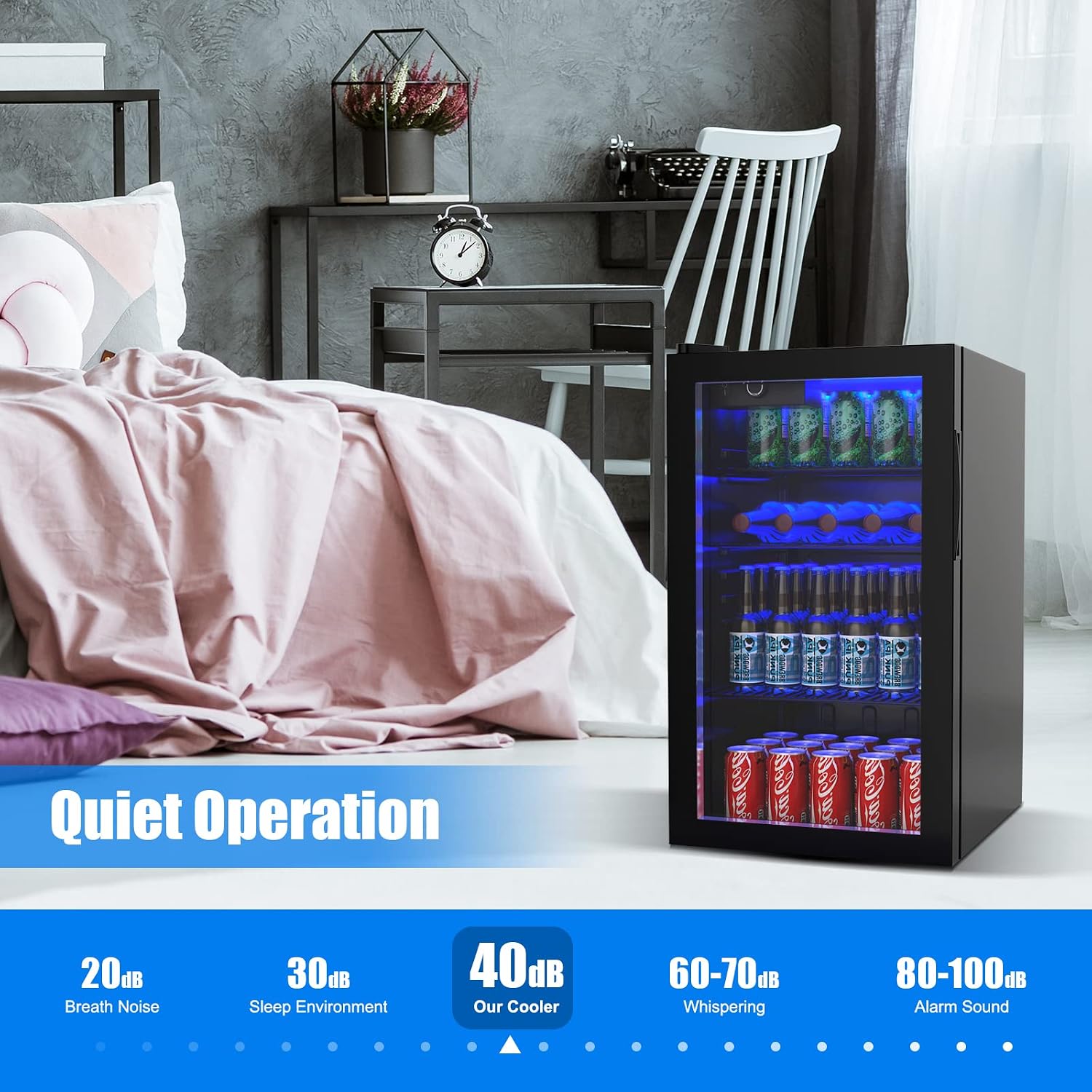 ARLIME Mini Fridge, Drink Cooler, 120 Can, Beverage Refrigerator with Glass Door, Removable Shelves for Soda Beer Wine, Small Drink Refrigerator for Bedroom, Office, Home Kitchen, Bar, 3.2 Cu. Ft.