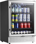 VEVOR Beverage Refrigerator Cooler, 154 Can Beverage Fridge, Mini Fridge with Glass Door, Adjustable Shelves, Digital Temperature Control, Built-in & Freestanding Soda Beer Fridge for Home Office Bar
