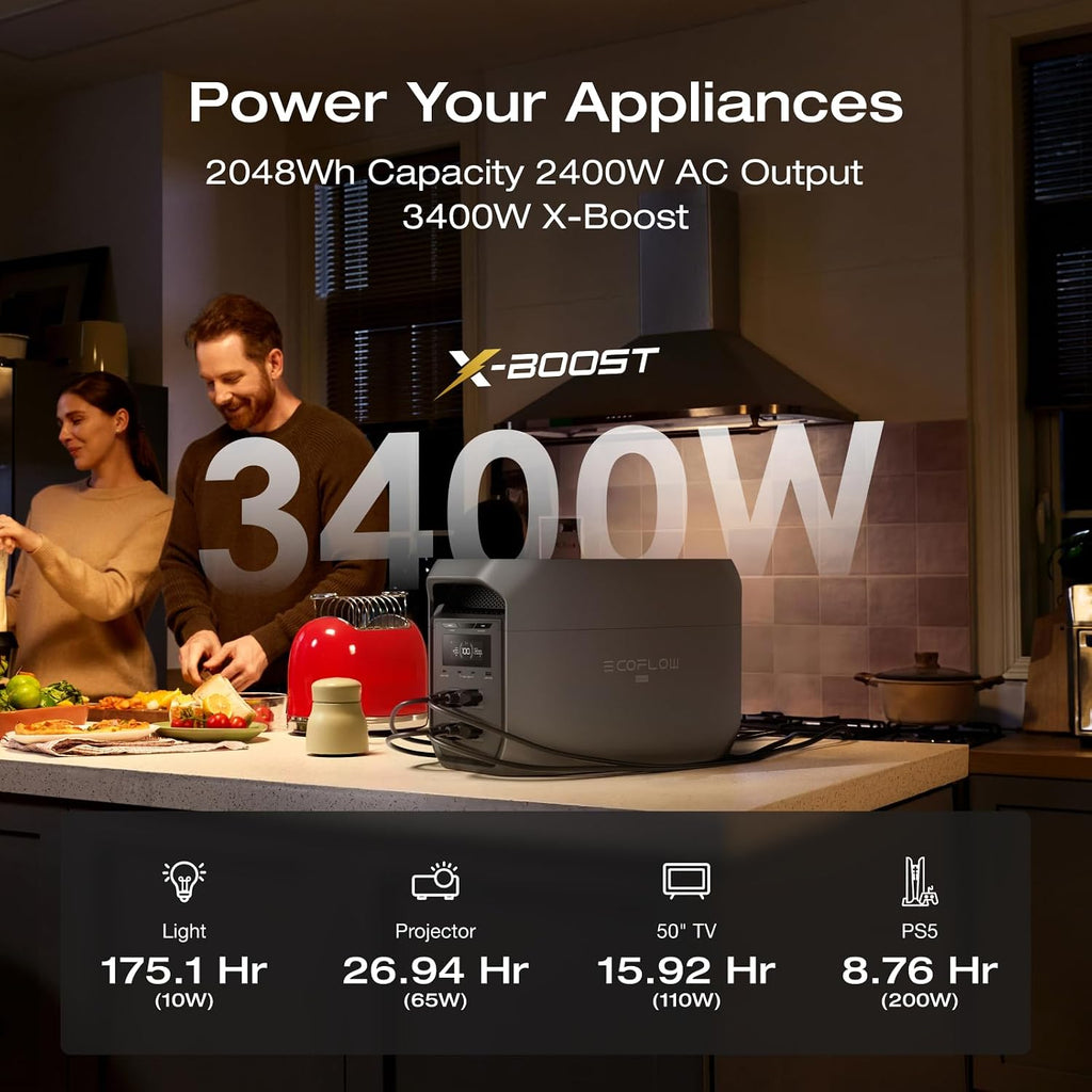 EF ECOFLOW Portable Power Station DELTA 3 MAX (Black) Portable Power Station, 3400W X-Boost Output, Ultra-Fast 0-80% Charging in 1.13 Hr, Home Backup & RV Camping (Solar Panel Optional)