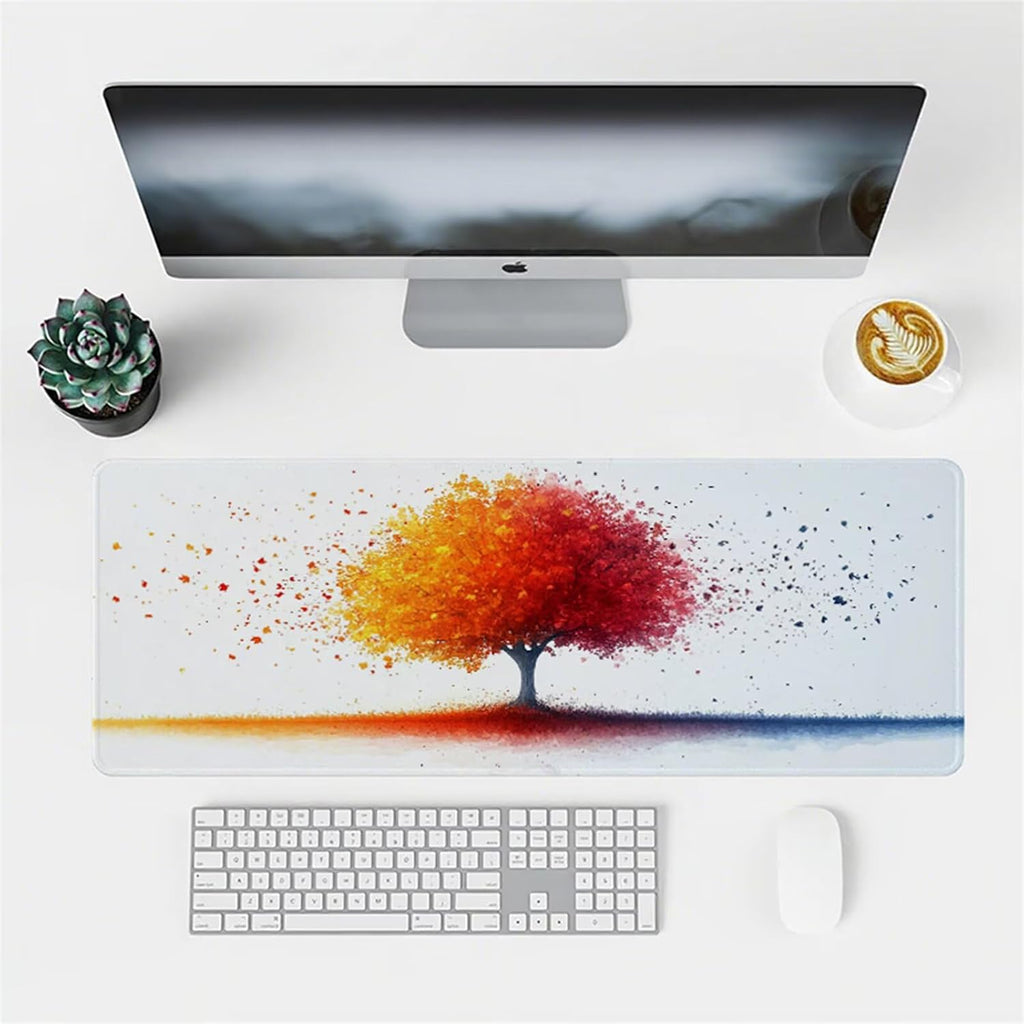 Mouse Pad White Desk Mat Large 1600X800X3mm XXL Waterproof Mousepad with Stitched Edges and Non-Slip Base, Extended Gaming Mouse Pad Tree Keyboard Pad Desk Accessories for Women, Office Decor F1-131